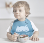 Silicone bib for baby - smile face -sky blue ( Silicone chimney)
