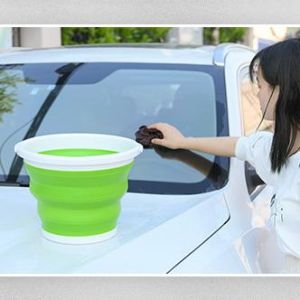 Silikonowe wiadro składane 1.5L - zielono - białe