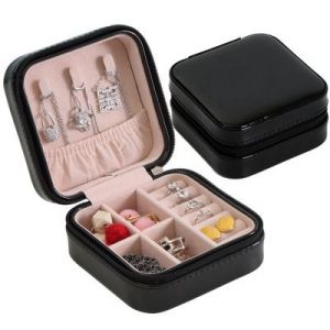 Single-layer simple jewelry box, earrings 10*10*5cm - black