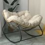 Single PE rattan rocking chair - Beige
