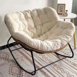 Single PE rattan rocking chair - Beige
