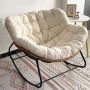 Single PE rattan rocking chair - Beige