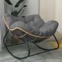 Single PE rattan rocking chair - Grey