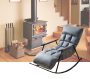 Single rocking chair with black metal base - Grey