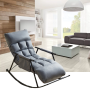 Single rocking chair with black metal base - Grey
