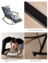 Single rocking chair with black metal base - Grey
