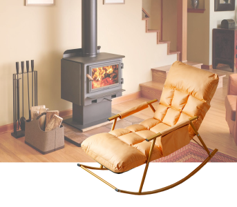 Single rocking chair with golden metal base - Orange