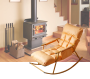 Single rocking chair with golden metal base - Orange