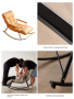 Single rocking chair with golden metal base - Orange