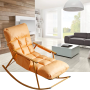 Single rocking chair with golden metal base - Orange