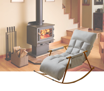 Single rocking chair with golden metal base - White