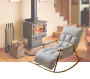 Single rocking chair with golden metal base - White
