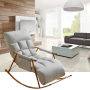 Single rocking chair with golden metal base - White
