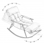 Single rocking chair with golden metal base - White