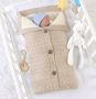 Sleeping bag with buttons, outdoor baby knitting stroller 68*40 - Cream