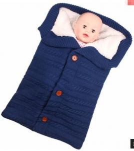 Sleeping bag with buttons, outdoor baby knitting stroller 68*40 - Dark blue
