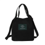 Small trendy simple college style letter canvas messenger bag - black