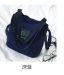 Small trendy simple college style letter canvas messenger bag - dark blue