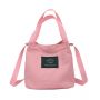 Small trendy simple college style letter canvas messenger bag - pink