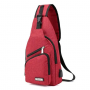 Sportowy plecak na jedno ramię, nerka z USB- czerwony
