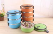 Stainless steel insulated lunch box (Set/4 Pcs) Orange Color （Stainless steel insulated box)