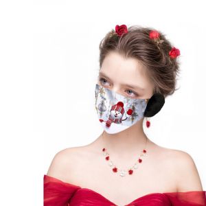 Świąteczna maska / maseczka na twarz dla dzieci z nausznikami – bałwan