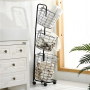 Three layers wheeled loundry oval wire basket - black