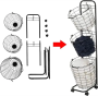 Three layers wheeled loundry oval wire basket - black