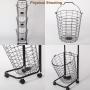 Three layers wheeled loundry oval wire basket - black