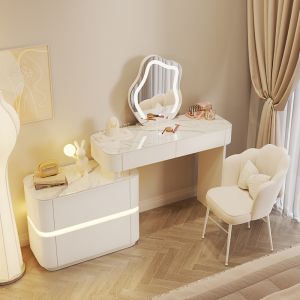 Toaletka kosmetyczna LED/ Komplet mebli blat 80 cm- Lilia - kolor biały
