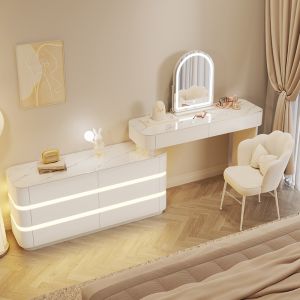 Toaletka kosmetyczna LED/ Komplet mebli blat 80 cm- Olga - kolor biały