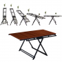 Transformable folding dining table standing shelf - Teak color