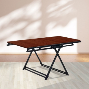 Transformable folding dining table standing shelf - Teak color