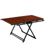 Transformable folding dining table standing shelf - Teak color