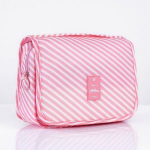Travel cosmetic storage bag --pink stripes
