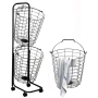 Two layers wheeled loundry oval wire basket - black