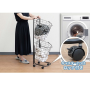 Two layers wheeled loundry oval wire basket - black