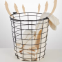 Two layers wheeled loundry oval wire basket - black