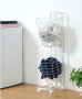 Two layers wheeled loundry oval wire basket - white