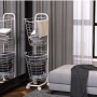 Two layers wheeled loundry oval wire basket - white