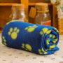 Warm Fleece Paw Print Pattern Soft Bed Mat Blanket (Blue, Medium)