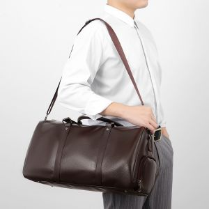 Waterproof PU lether handbag travelling bag- Brown