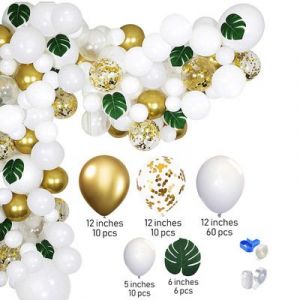 Wedding party supplies Balloon chain kit - gold & white & leaves