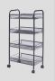 Wheeled metal shelf trolley storage rack - black