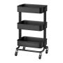 Wheeled metal shelf trolley storage rack multifunctional hairdressing - black