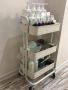 Wheeled metal shelf trolley storage rack multifunctional hairdressing - gray