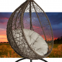 Wicker egg shape swing chair with black stand (Grey cushion)