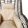 Wicker egg shape swing chair with coffee color stand（Light khaki cushion）