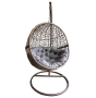 Wicker egg shape swing chair with deep golden stand (deep grey cushion)