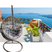 Wicker egg shape swing chair with deep golden stand (deep grey cushion)
